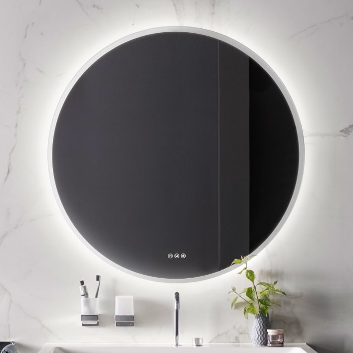 Emco Pure ++ LED-Badspiegel mit umlaufender Mattierung Ø 79 cm