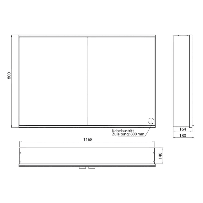 Emco 800 Lichtspiegelschrank 118,2 cm, 2 Türen