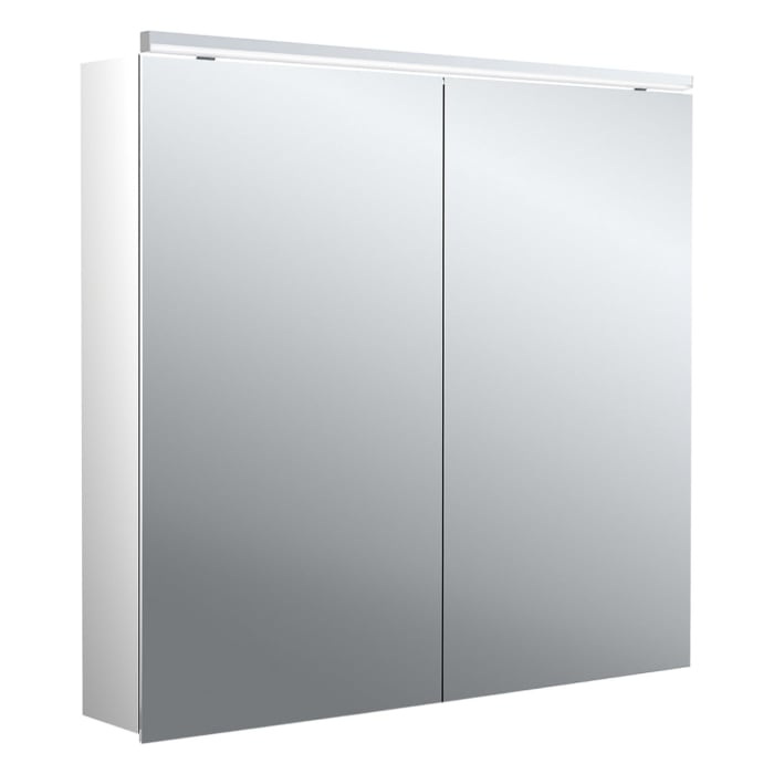 Emco flat 2 Classic LED-Lichtspiegelschrank 80 cm, mit LED-Aufsatzleuchte, 2 Türen