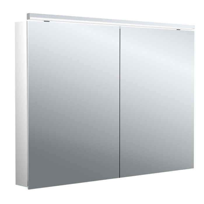 Emco flat 2 Classic LED-Lichtspiegelschrank 100 cm, mit LED-Aufsatzleuchte, 2 Türen