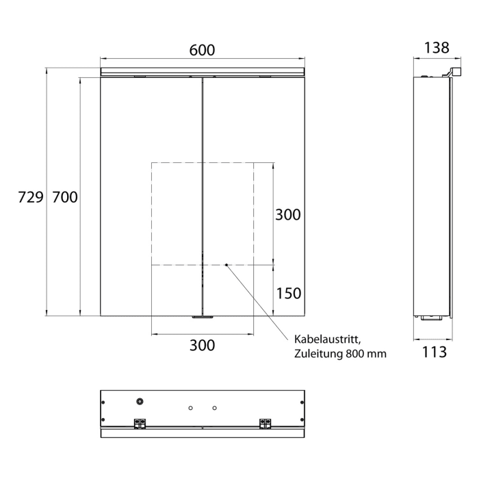 Emco flat 2 Classic LED-Lichtspiegelschrank 60 cm, mit LED-Aufsatzleuchte, 2 Türen