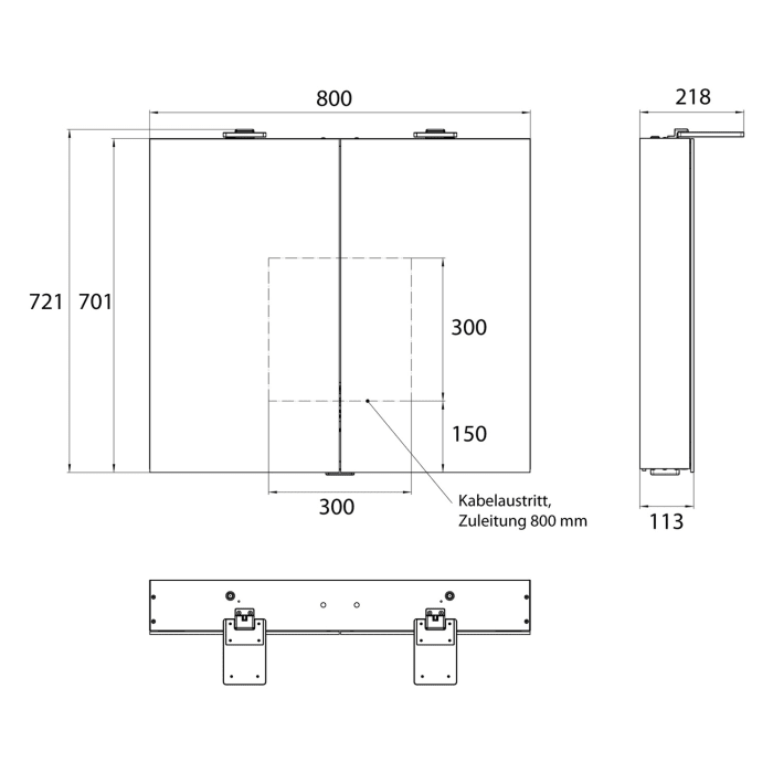 Emco flat 2 Style LED-Lichtspiegelschrank 80 cm, mit LED-Aufsatzleuchte, 2 Türen