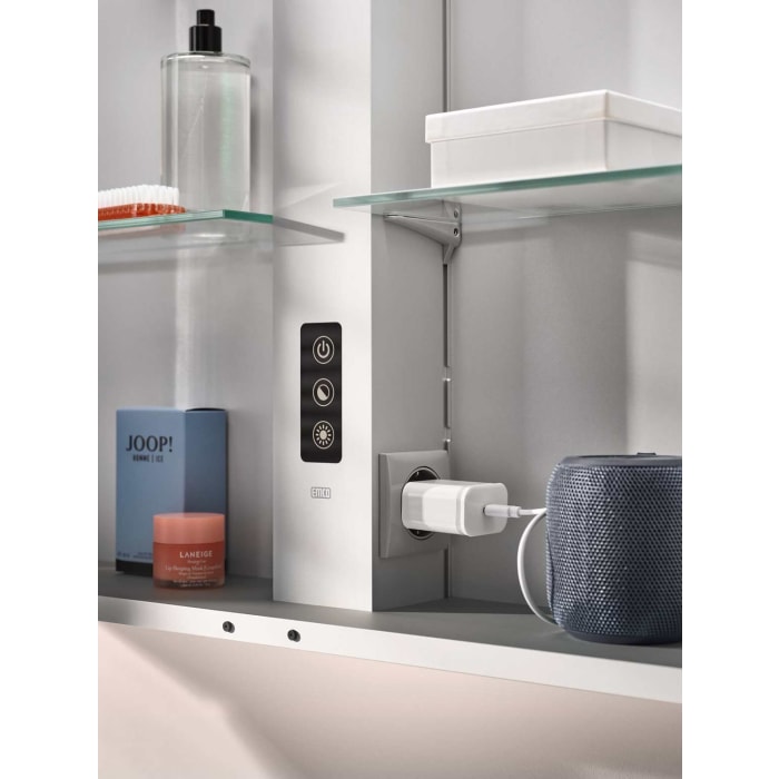 Emco flat 2 Style LED-Lichtspiegelschrank 160 cm, mit LED-Aufsatzleuchte, 3 Türen
