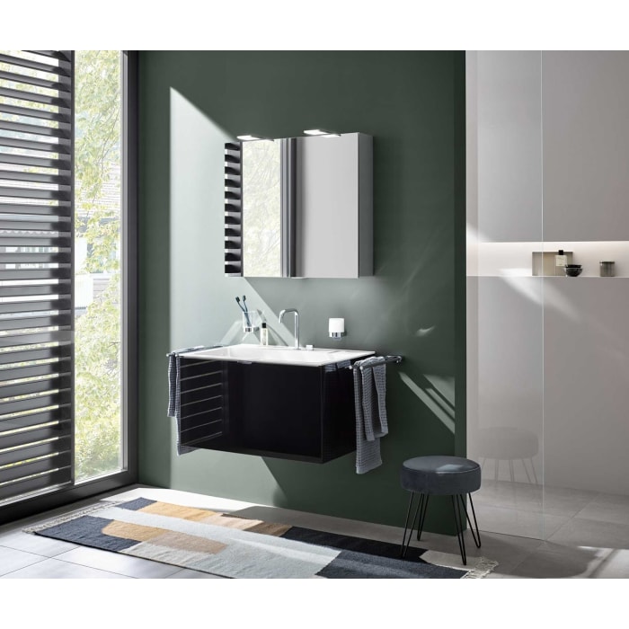 Emco flat 2 Style LED-Lichtspiegelschrank 140 cm, mit LED-Aufsatzleuchte, 3 Türen