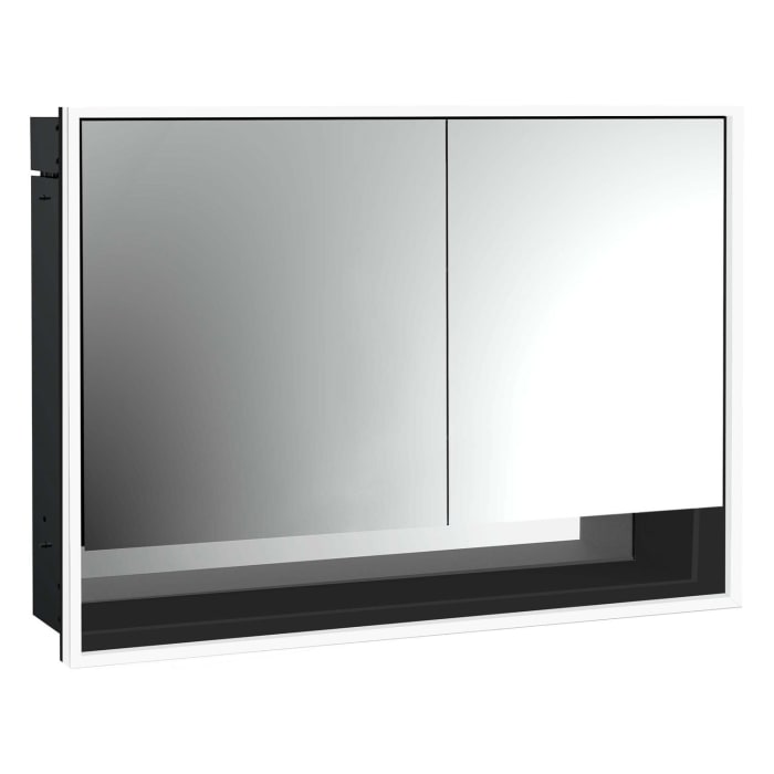 Emco loft LED-Lichtspiegelschrank 100 cm, 2 Türen und Unterfach, Unterputzmodell