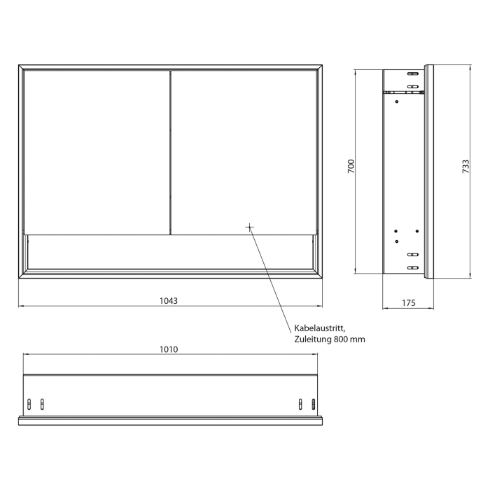Emco loft LED-Lichtspiegelschrank 100 cm, 2 Türen mit Unterfach, Unterputzmodell