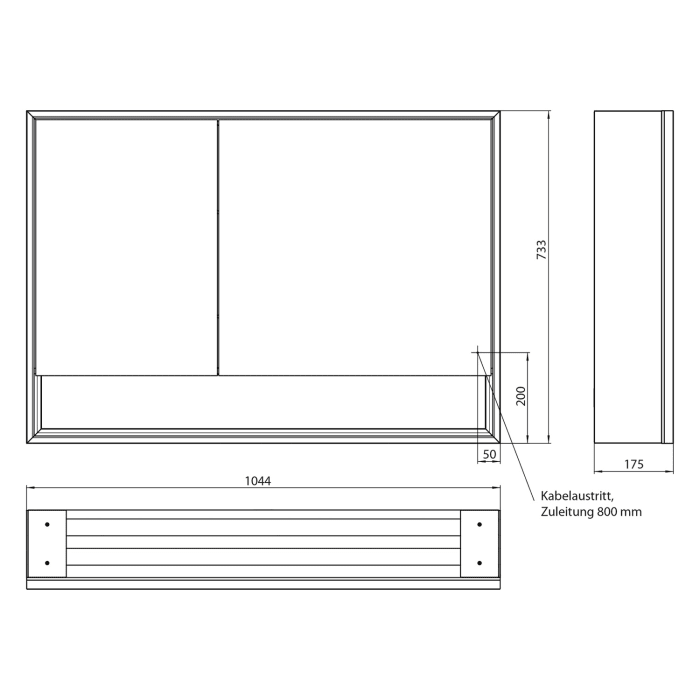 Emco loft LED-Lichtspiegelschrank 100 cm, 2 Türen und Unterfach, Aufputzmodell