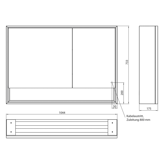 Emco loft LED-Lichtspiegelschrank 100 cm, 2 Türen mit Unterfach, Aufputzmodell