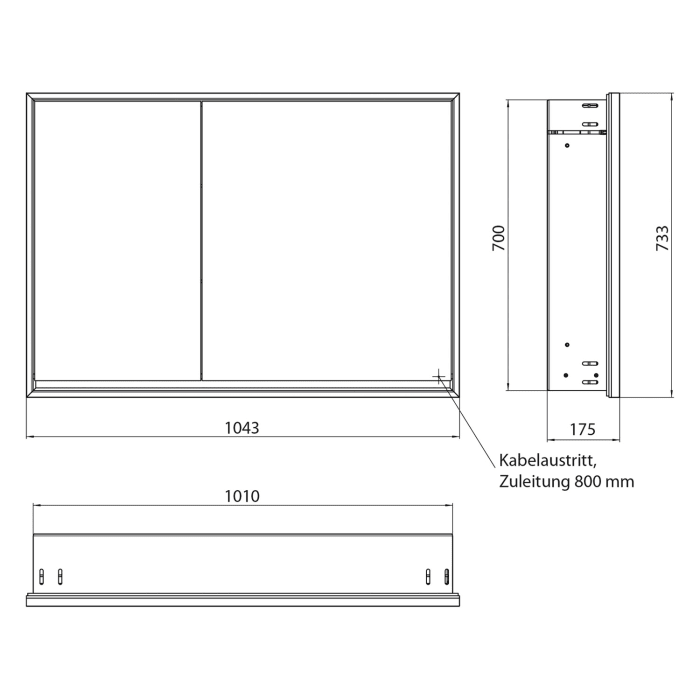 Emco loft LED-Lichtspiegelschrank 100 cm, 2 Türen, Unterputzmodell