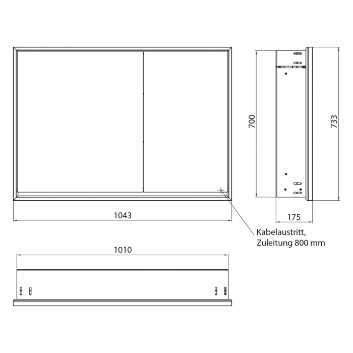 Emco loft LED-Lichtspiegelschrank 100 cm, 2 Türen, Unterputzmodell