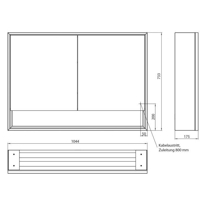 Emco loft LED-Lichtspiegelschrank 100 cm, 2 Türen mit Unterfach, Aufputzmodell