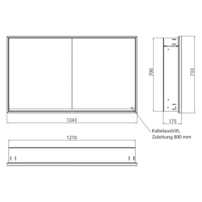 Emco loft LED-Lichtspiegelschrank 120 cm, 2 Türen, Unterputzmodell