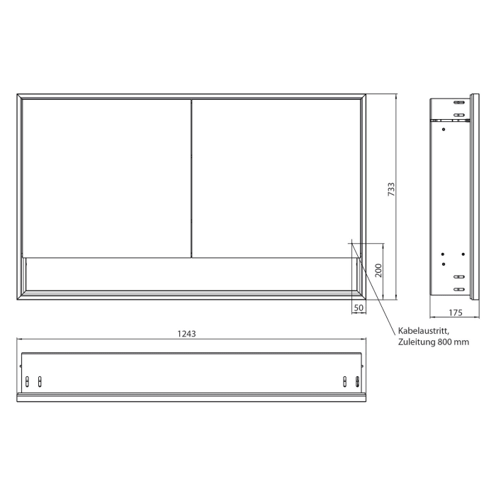Emco loft LED-Lichtspiegelschrank 120 cm, 2 Türen und Unterfach, Unterputzmodell