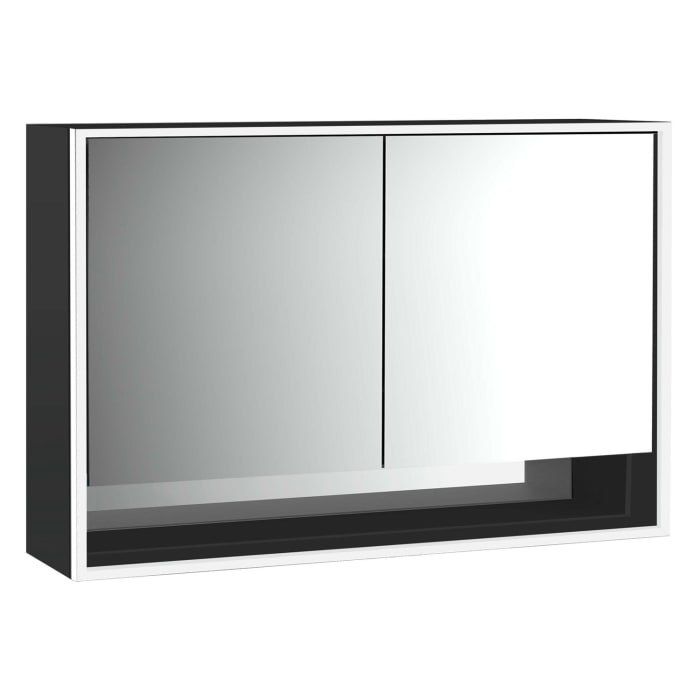 Emco loft LED-Lichtspiegelschrank 120 cm, 2 Türen und Unterfach, Aufputzmodell