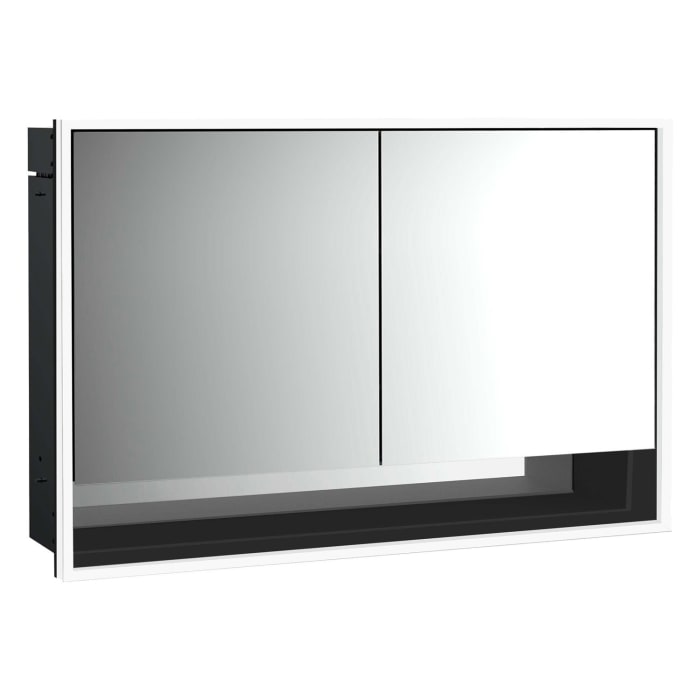 Emco loft LED-Lichtspiegelschrank 120 cm, 2 Türen und Unterfach, Unterputzmodell