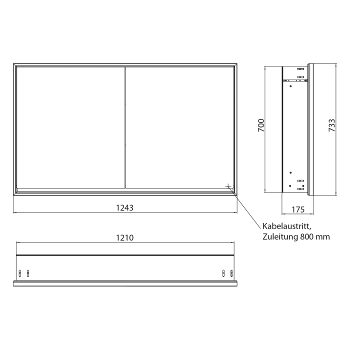 Emco loft LED-Lichtspiegelschrank 120 cm, 2 Türen, Unterputzmodell