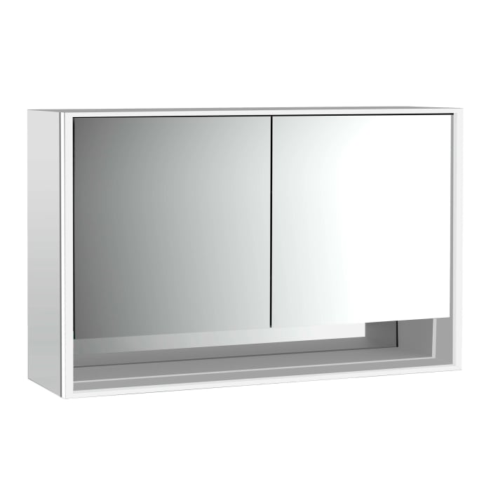 Emco loft LED-Lichtspiegelschrank 130 cm, 2 Türen mit Unterfach, Aufputzmodell