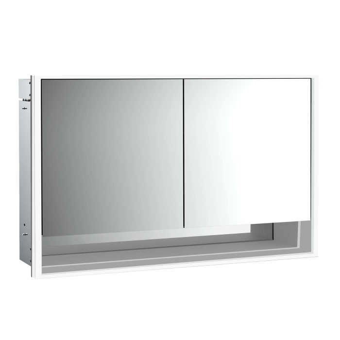 Emco loft LED-Lichtspiegelschrank 130 cm, 2 Türen mit Unterfach, Unterputzmodell