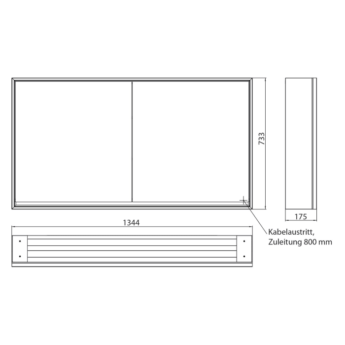 Emco loft LED-Lichtspiegelschrank 130 cm, 2 Türen, Aufputzmodell