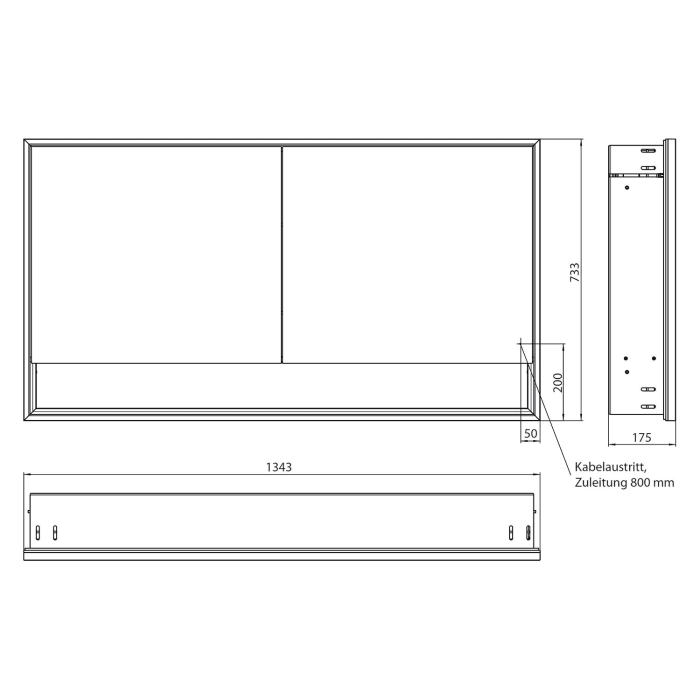 Emco loft LED-Lichtspiegelschrank 130 cm, 2 Türen mit Unterfach, Unterputzmodell