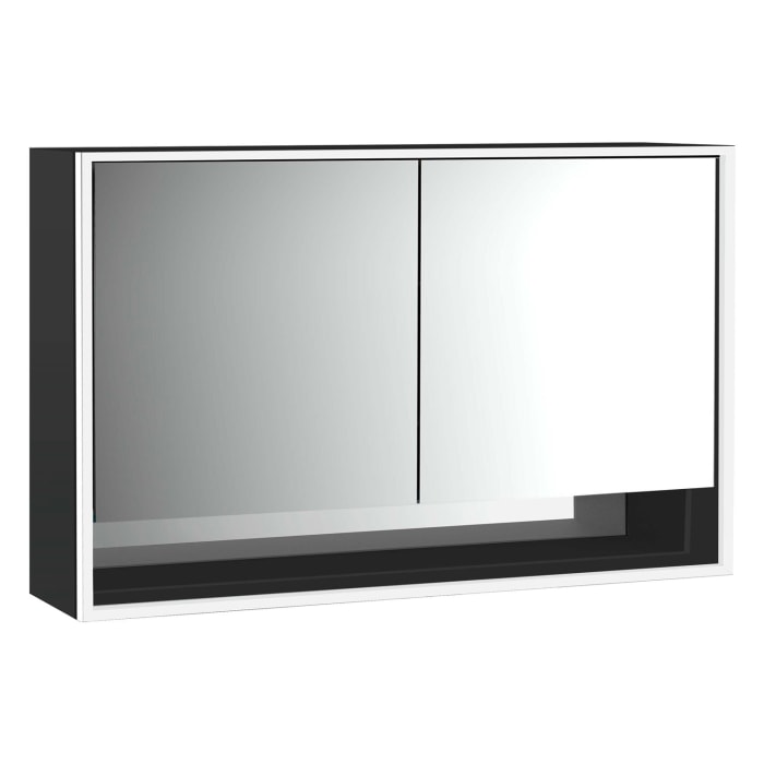 Emco loft LED-Lichtspiegelschrank 130 cm, 2 Türen mit Unterfach, Aufputzmodell