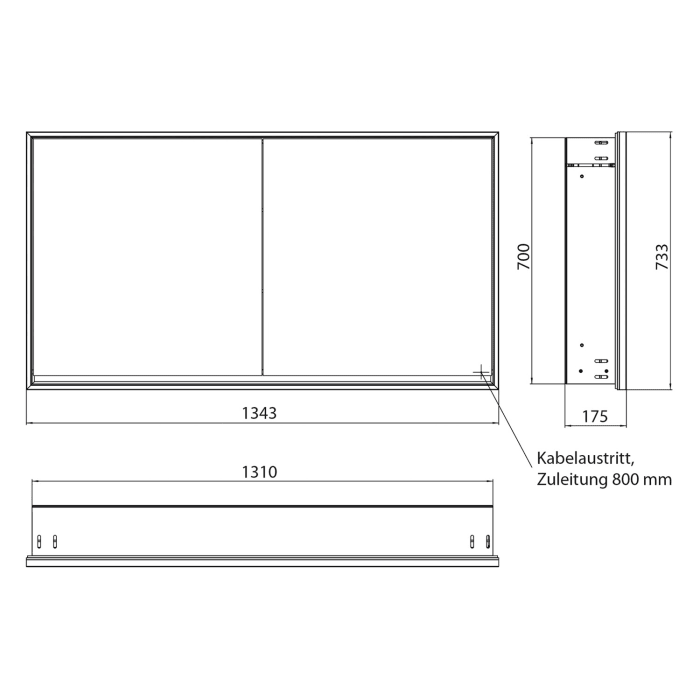 Emco loft LED-Lichtspiegelschrank 130 cm, 2 Türen, Unterputzmodell