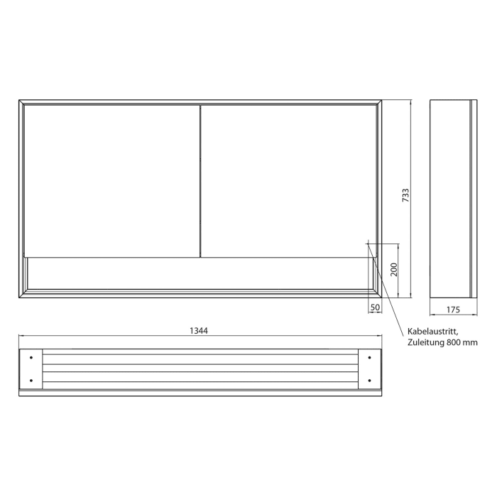 Emco loft LED-Lichtspiegelschrank 130 cm, 2 Türen mit Unterfach, Aufputzmodell