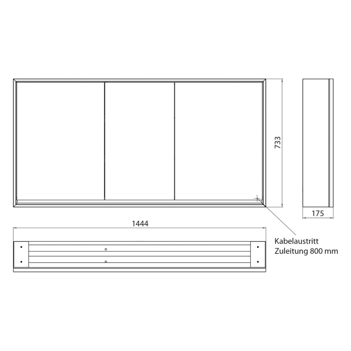 Emco loft LED-Lichtspiegelschrank 140 cm, 3 Türen, Aufputzmodell