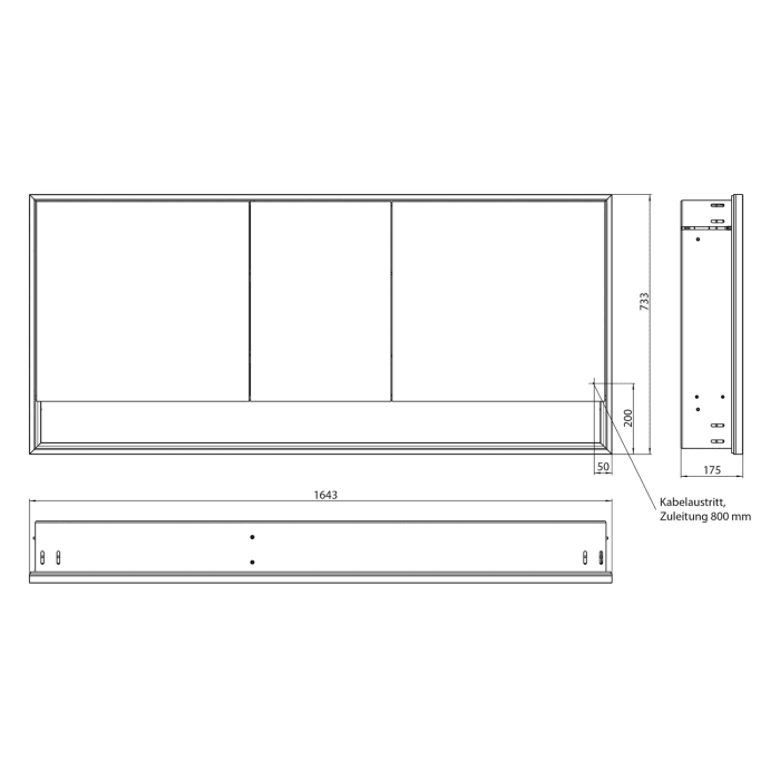 Emco loft LED-Lichtspiegelschrank 160 cm, 3 Türen und Unterfach, Unterputzmodell