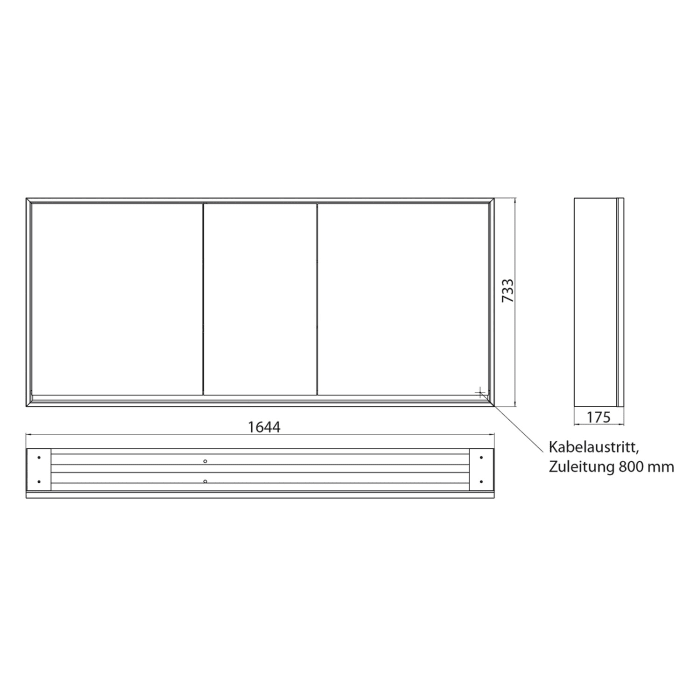 Emco loft LED-Lichtspiegelschrank 160 cm, 3 Türen, Aufputzmodell