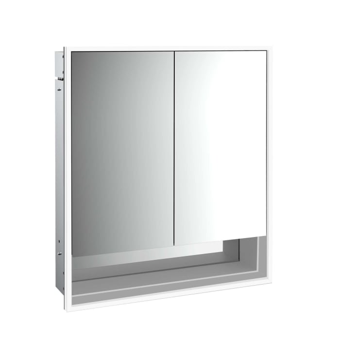 Emco loft LED-Lichtspiegelschrank 60 cm, 2 Türen und Unterfach, Unterputzmodell
