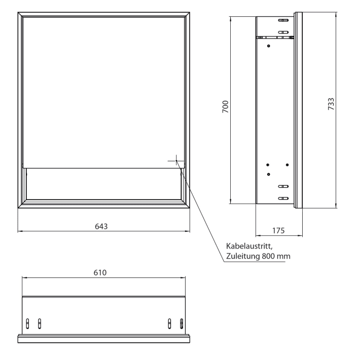 Emco loft LED-Lichtspiegelschrank 60 cm, 1 Tür und Unterfach, Unterputzmodell