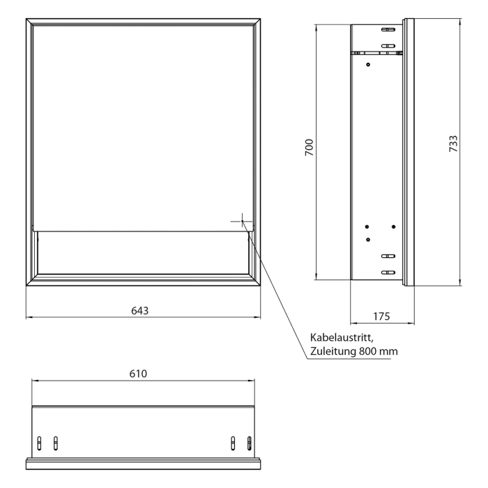 Emco loft LED-Lichtspiegelschrank 60 cm, 1 Tür und Unterfach, Unterputzmodell