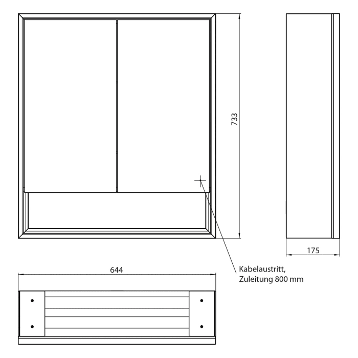 Emco loft LED-Lichtspiegelschrank 60 cm, 2 Türen und Unterfach, Aufputzmodell