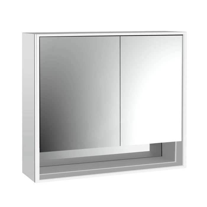 Emco loft LED-Lichtspiegelschrank 80 cm, 2 Türen mit Unterfach, Aufputzmodell