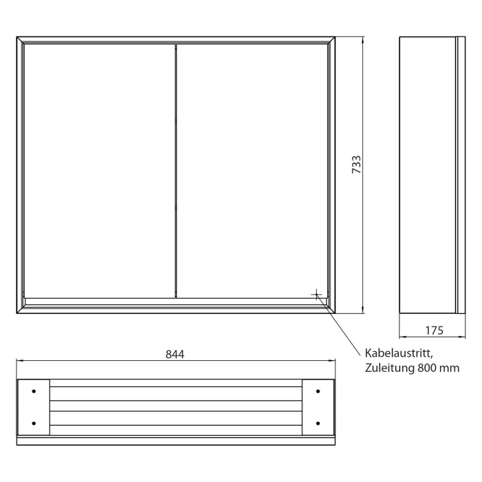 Emco loft LED-Lichtspiegelschrank 80 cm, 2 Türen, Aufputzmodell