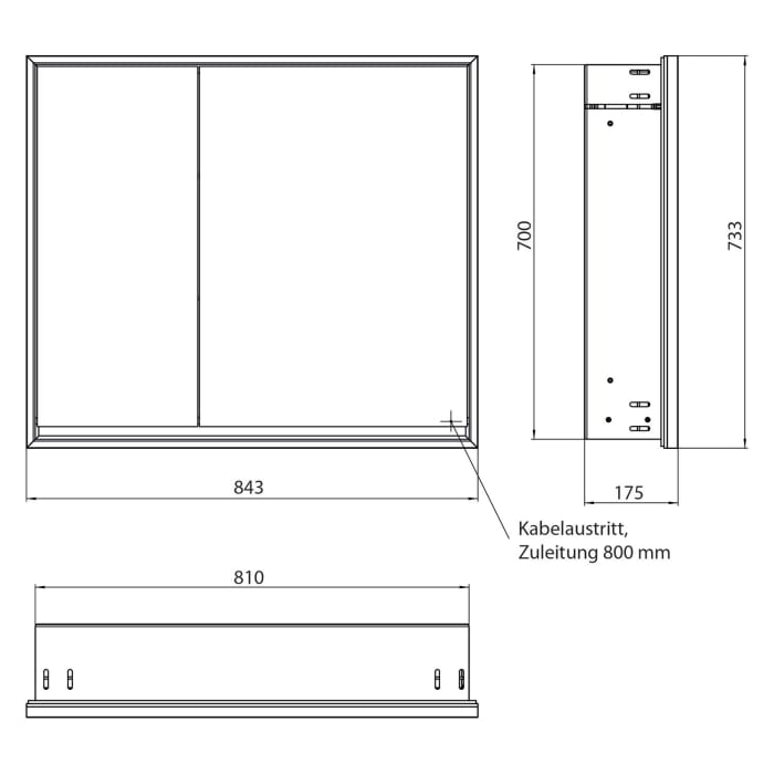 Emco loft LED-Lichtspiegelschrank 80 cm, 2 Türen, Unterputzmodell