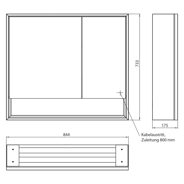 Emco loft LED-Lichtspiegelschrank 80 cm, 2 Türen mit Unterfach, Aufputzmodell