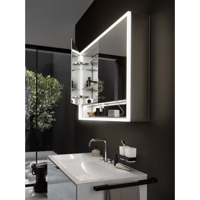 Emco loft LED-Lichtspiegelschrank 80 cm, 2 Türen und Unterfach, Unterputzmodell