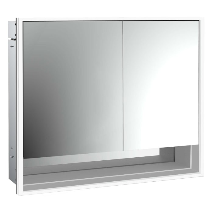 Emco loft LED-Lichtspiegelschrank 80 cm, 2 Türen und Unterfach, Unterputzmodell