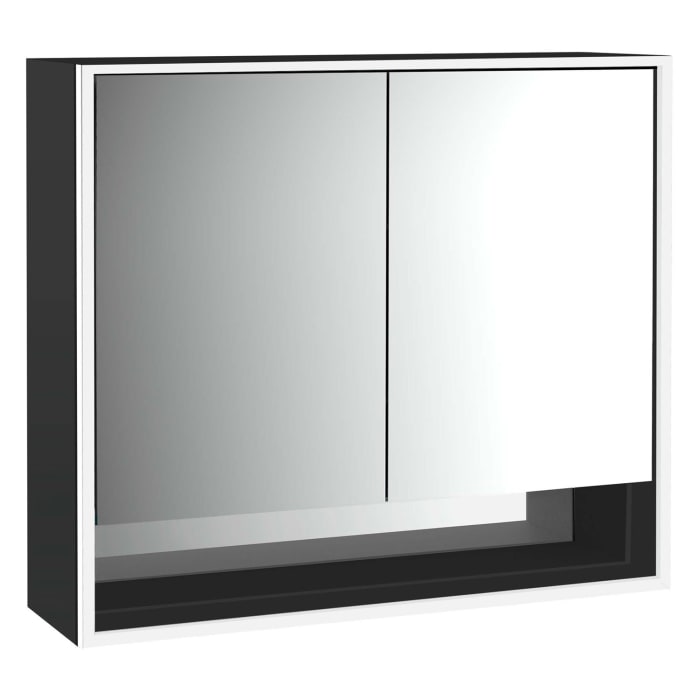 Emco loft LED-Lichtspiegelschrank 80 cm, 2 Türen und Unterfach, Aufputzmodell