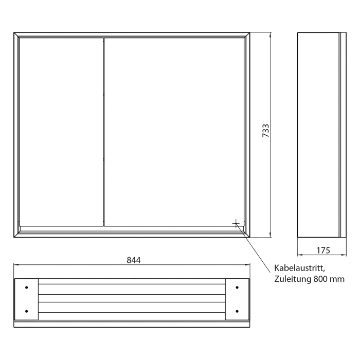 Emco loft LED-Lichtspiegelschrank 80 cm, 2 Türen, Aufputzmodell