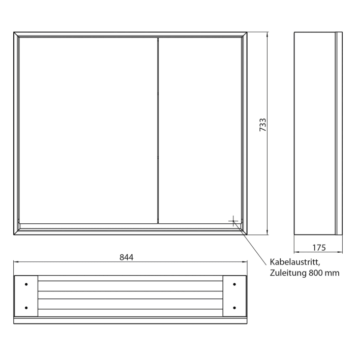 Emco loft LED-Lichtspiegelschrank 80 cm, 2 Türen, Aufputzmodell