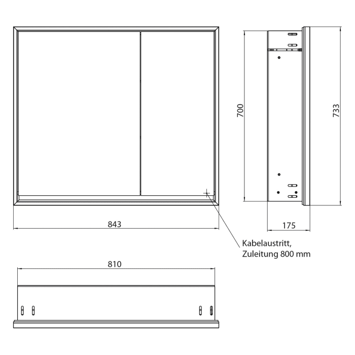 Emco loft LED-Lichtspiegelschrank 80 cm, 2 Türen, Unterputzmodell
