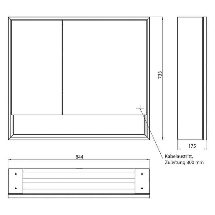 Emco loft LED-Lichtspiegelschrank 80 cm, 2 Türen mit Unterfach, Aufputzmodell