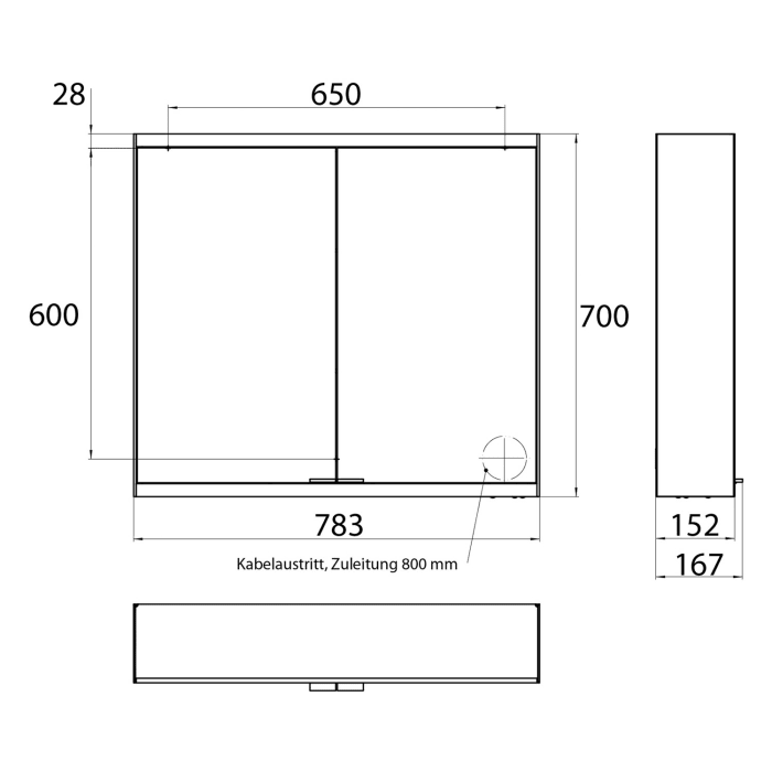 Emco prime 2 Facelift LED-Lichtspiegelschrank 80 cm mit 2 Türen, Aufputzmodell