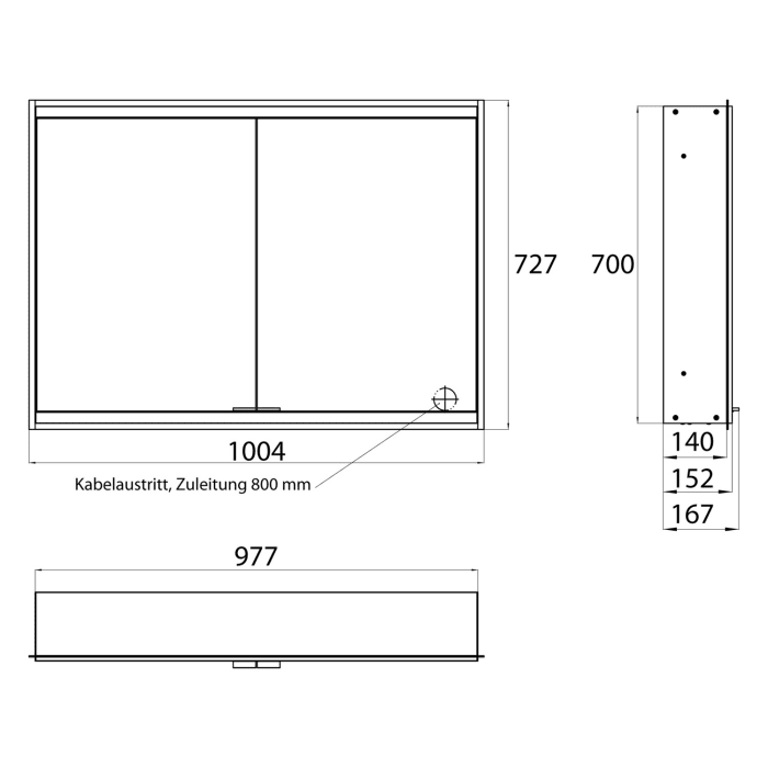 Emco prime 2 Facelift LED-Lichtspiegelschrank 100 cm mit 2 Türen, Unterputzmodell