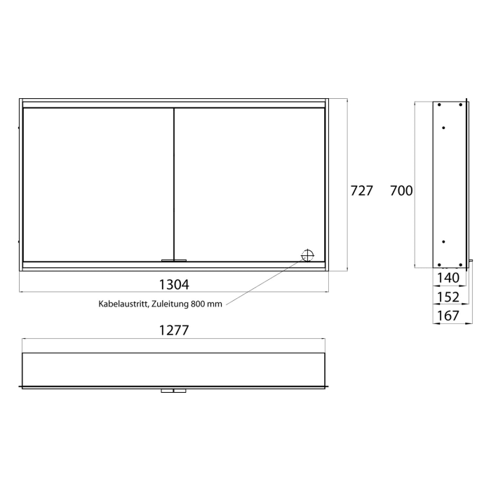 Emco prime 2 Facelift LED-Lichtspiegelschrank 130 cm mit 2 Türen, Unterputzmodell