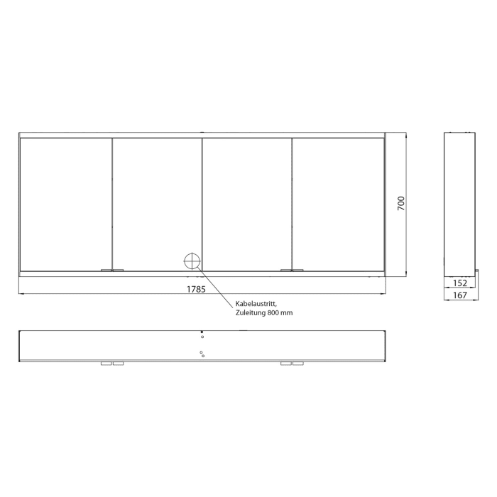 Emco prime 2 Facelift LED-Lichtspiegelschrank 180 cm mit 4 Türen, Aufputzmodell