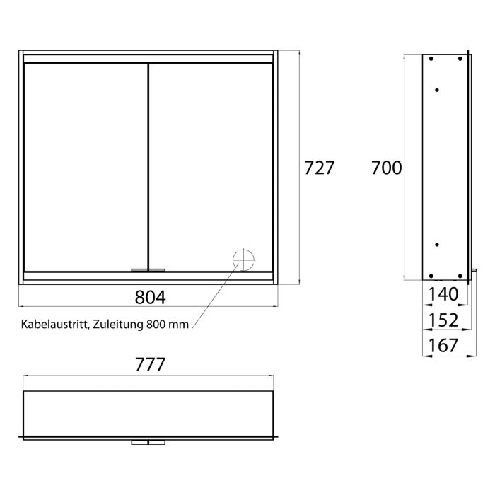Emco prime 2 Facelift LED-Lichtspiegelschrank 80 cm mit 2 Türen, Unterputzmodell